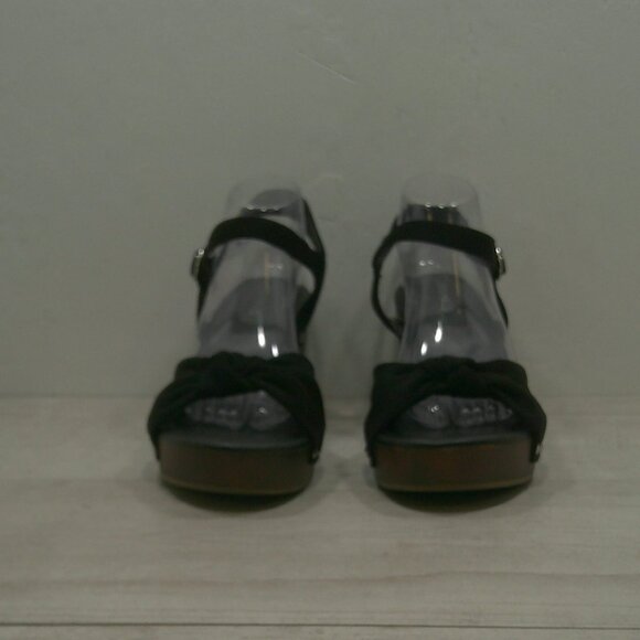 Torrid Black Bohemian Faux Suede & Faux Wood Knot Platform Block Heel Size 10 WW - Picture 3 of 14